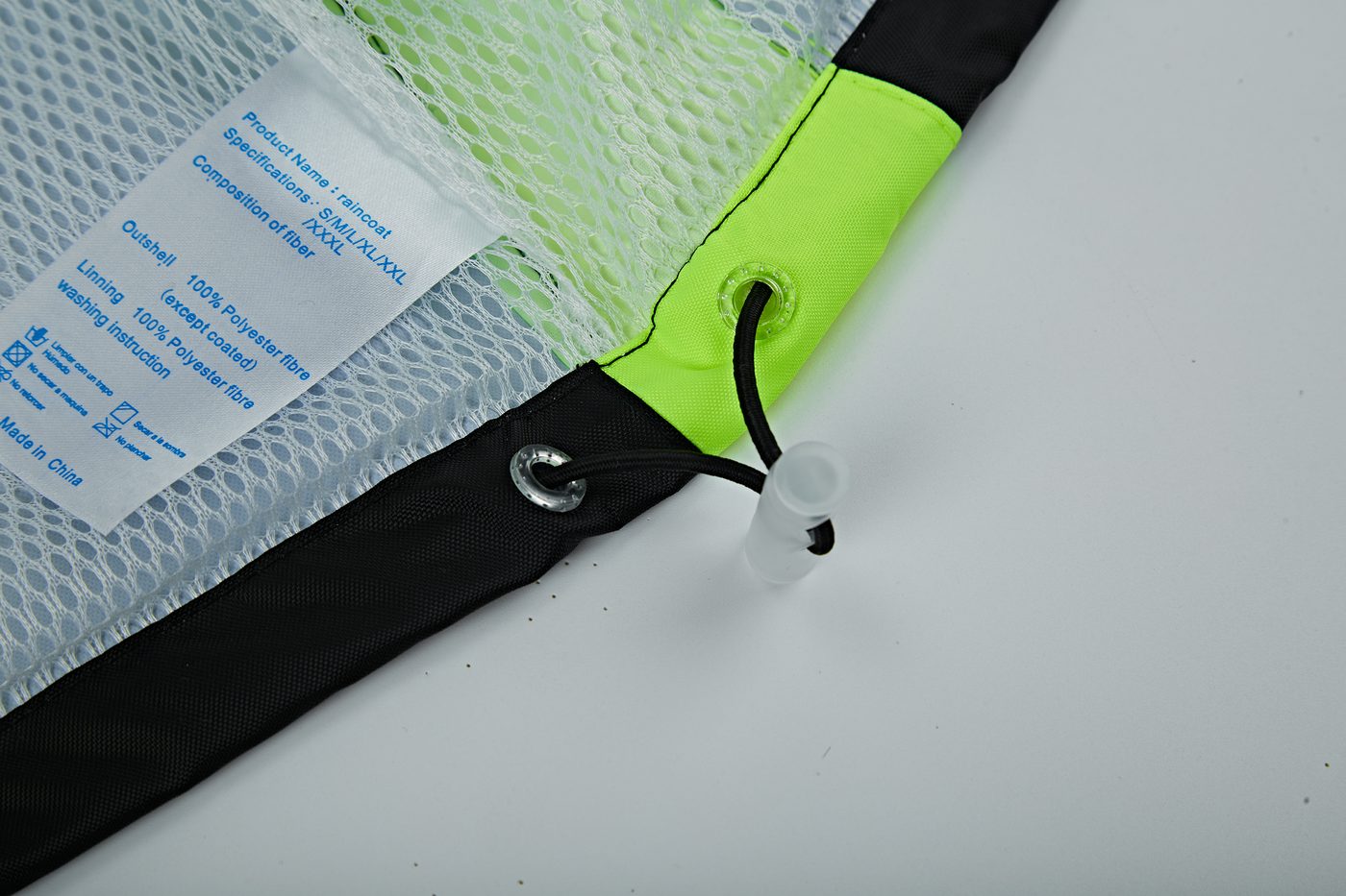 Care label — 100% Polyester fibre, made in China