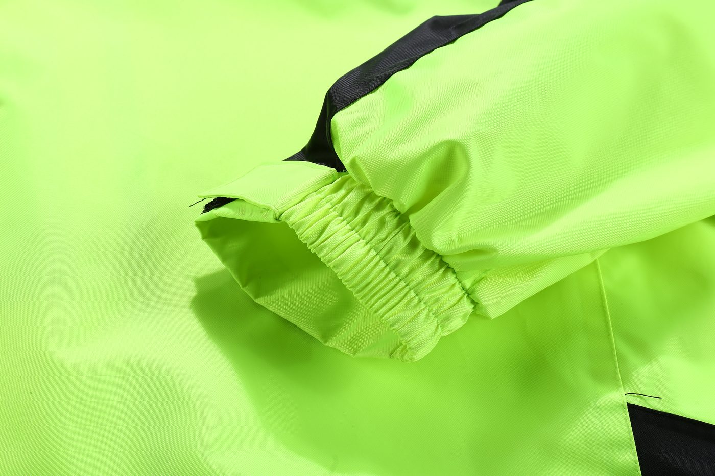 Elasticated inner sleeve cuff on neon green