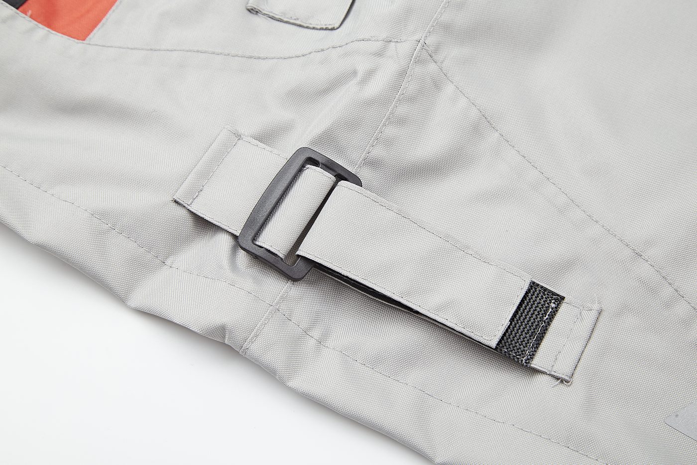 Side waist adjuster buckle with elastic and hook-and-loop