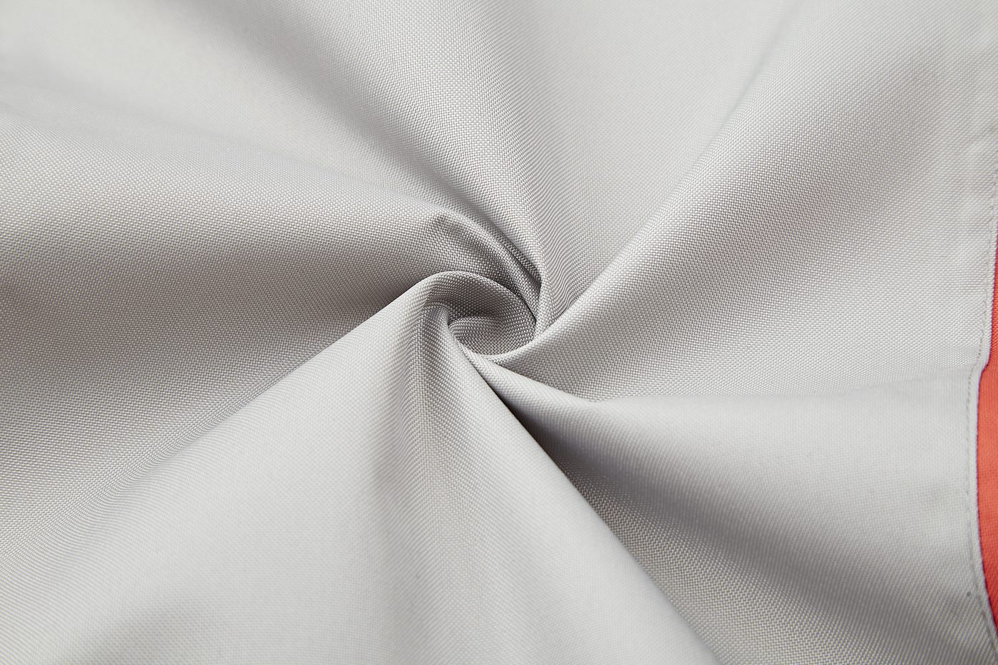 Grey face fabric with DWR water-beading finish